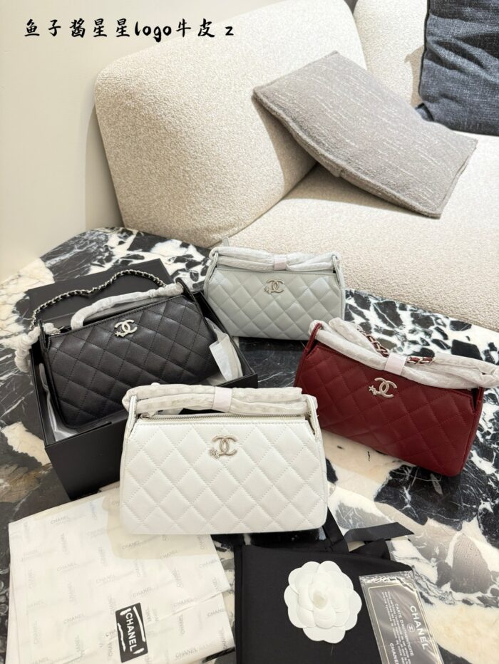 Chanel 25B Star Mahjong Bag In Black And Silver With Lychee Grain Leather - Image 14