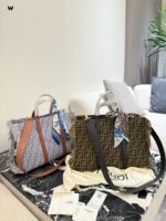 Fendi 25 Summer Denim Collection Denim And Leather Handbag