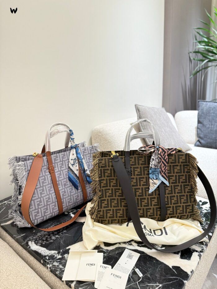 Fendi 25 Summer Denim Collection Denim And Leather Handbag - Image 1