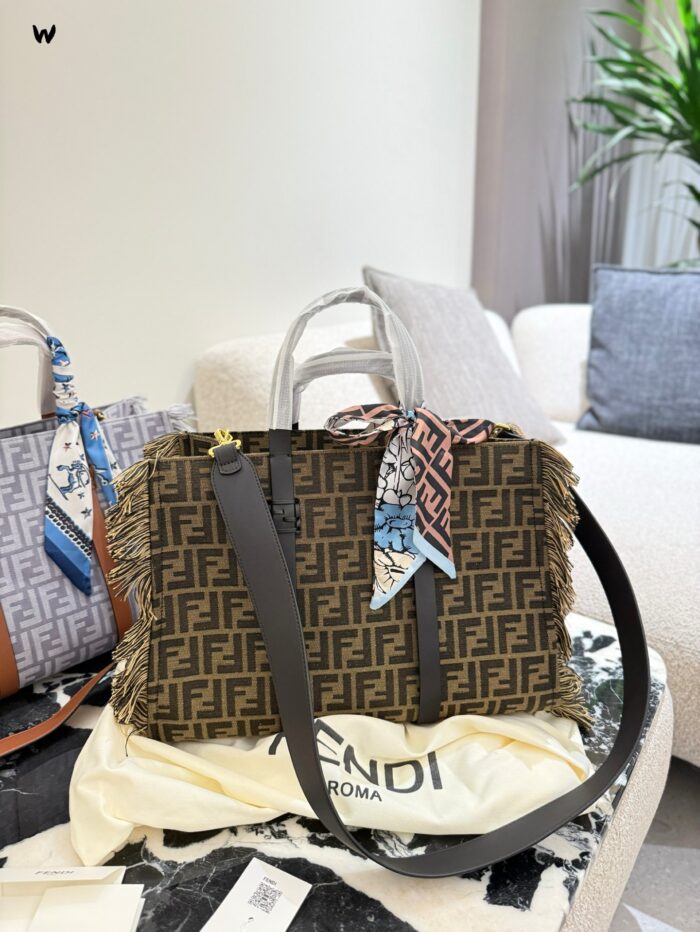 Fendi 25 Summer Denim Collection Denim And Leather Handbag - Image 2