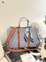 Fendi 25 Summer Denim Collection Denim And Leather Handbag - Image 3