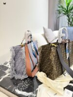 Fendi 25 Summer Denim Collection Denim And Leather Handbag - Image 4