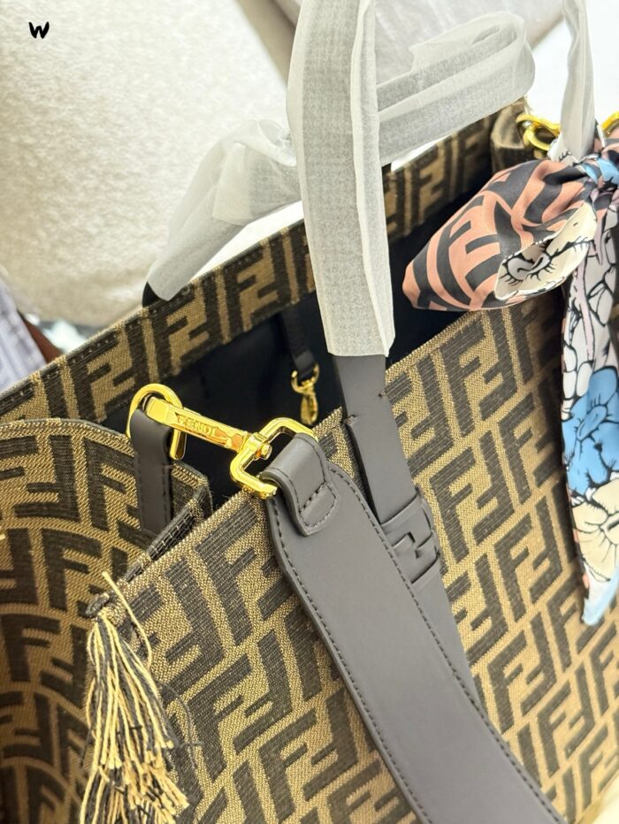 Fendi 25 Summer Denim Collection Denim And Leather Handbag - Image 5