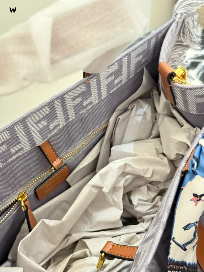 Fendi 25 Summer Denim Collection Denim And Leather Handbag - Image 8