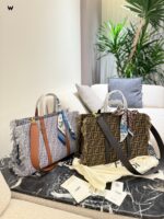 Fendi 25 Summer Denim Collection Denim And Leather Handbag - Image 9