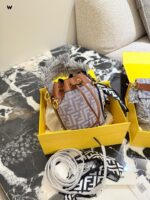 Fendi Fringe Collection Denim Blue Vintage Print Mini "Treasure" Bucket Bag - Can Be Handheld Or Crossbody, Versatile - Image 9