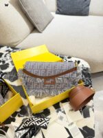 Fendi Denim Blue Fringe Bag With Box And Silk Scarf