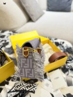Fendi Denim Blue Fringe Bag With Box And Silk Scarf - Image 3