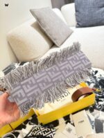 Fendi Denim Blue Fringe Bag With Box And Silk Scarf - Image 5