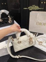 Dior Lady D-Joy Handbag Satin-Finish Texture Delicate Chain Shoulder Strap Stylish And Sophisticated Versatile For Both Chic And Sweet Looks - Image 2