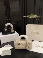 Dior Lady D-Joy Handbag Satin-Finish Texture Delicate Chain Shoulder Strap Stylish And Sophisticated Versatile For Both Chic And Sweet Looks - Image 15