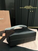 Miu Miu Single Strap Tote Bag Black Leather Curved Or Straight Handle Single Shoulder Strap Generous Capacity - Image 8