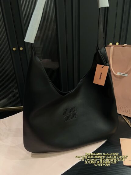 Miu Miu Hobo Tote Bag Somi'S Celebrity-Favourite Runway New Arrival Cool-Edged Spacious Shoulder Bag