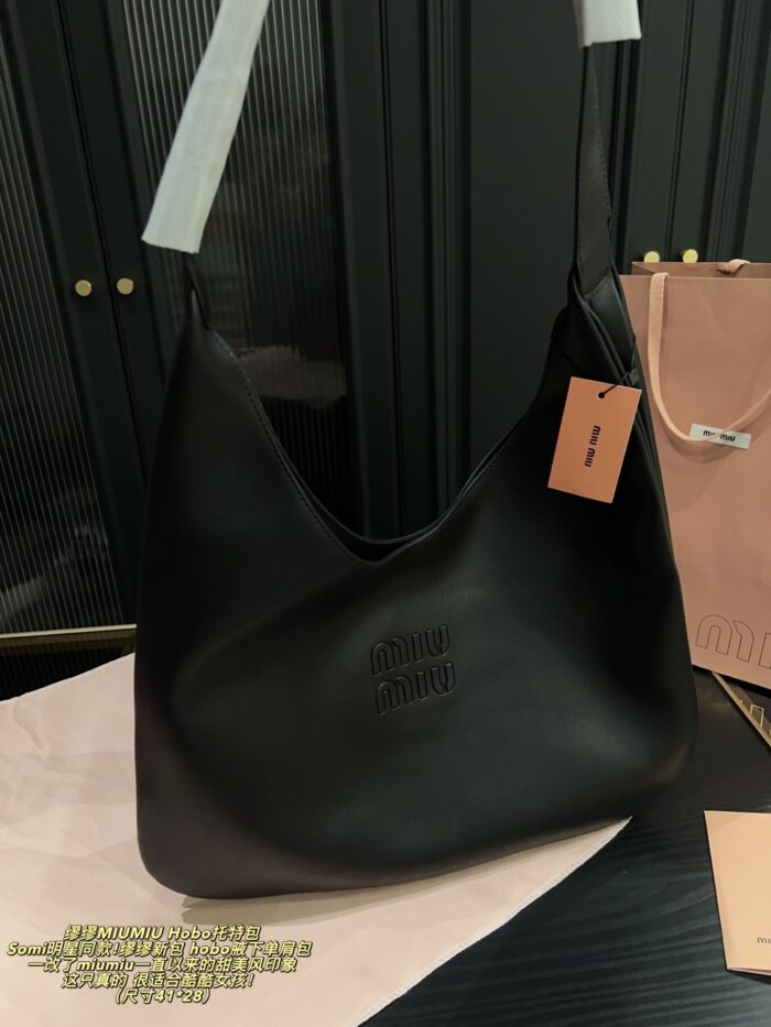 Miu Miu Hobo Tote Bag Somi'S Celebrity-Favourite Runway New Arrival Cool-Edged Spacious Shoulder Bag - Image 8