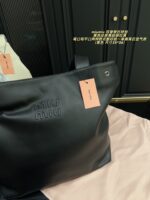 Miu Miu Double Strap Tote Bag Black Leather Curved Or Straight Handle Elegant When Worn Over The Shoulder Generous Capacity - Image 3