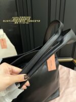 Miu Miu Double Strap Tote Bag Black Leather Curved Or Straight Handle Elegant When Worn Over The Shoulder Generous Capacity - Image 9