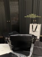 Chanel Black And Silver Embossed Double C Tote External Large Logo Stitching, Black And Silver Leather Chain-Strap Shoulder Bag - Image 4