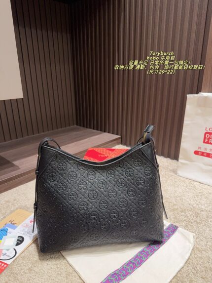 Tory Burch Hobo Horn Bag Multi-Pocket Design With Generous Capacity Commute, Date, Travel Bag