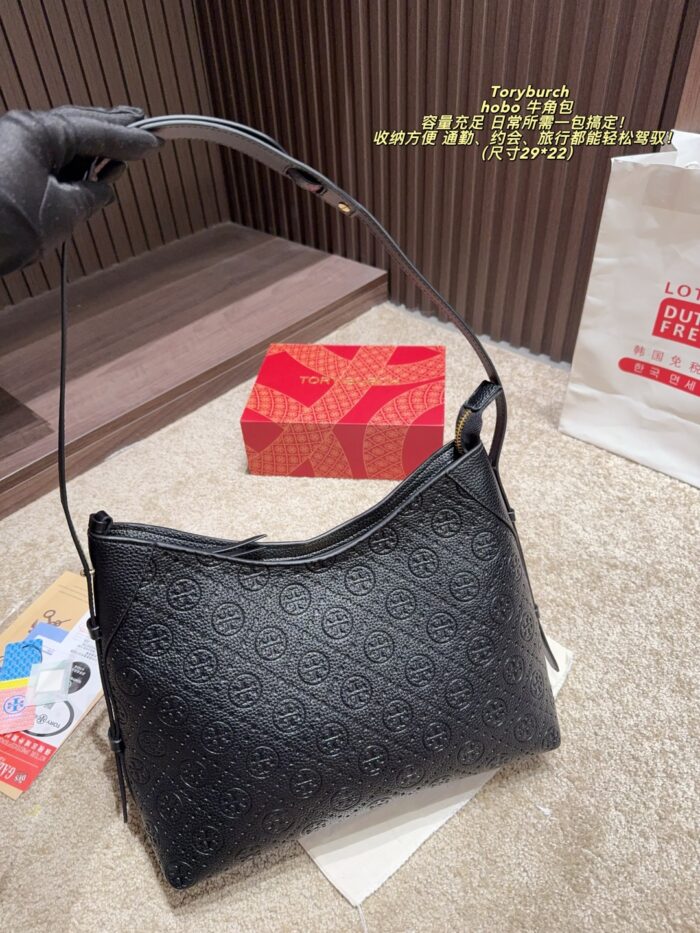 Tory Burch Hobo Horn Bag Multi-Pocket Design With Generous Capacity Commute, Date, Travel Bag - Image 7