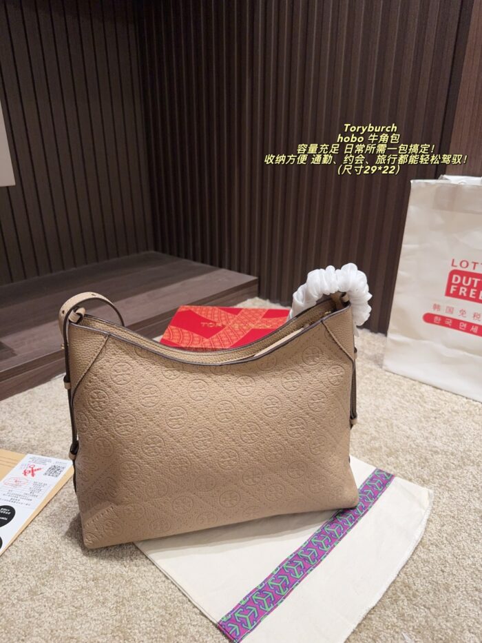 Tory Burch Hobo Horn Bag Multi-Pocket Design With Generous Capacity Commute, Date, Travel Bag - Image 11