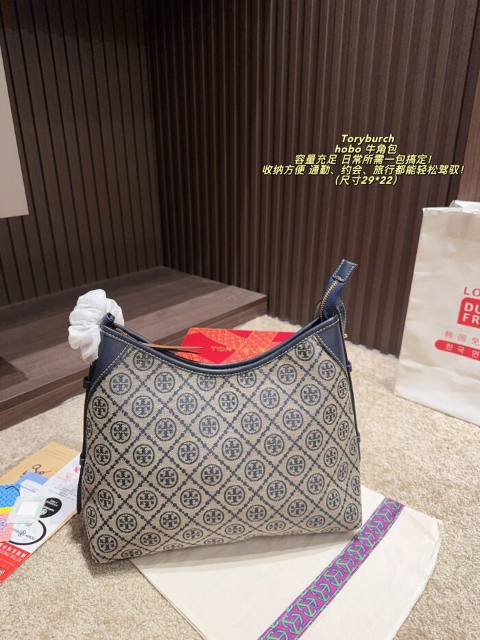 Tory Burch Hobo Horn Bag Multi-Pocket Design With Generous Capacity Commute, Date, Travel Bag - Image 13