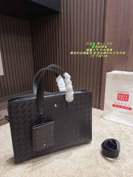 Montblanc Men'S Briefcase Classic Black Solid And Dignified, Fashionable And Elegant Classic Design