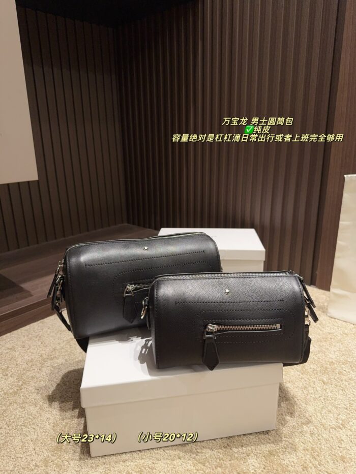 Montblanc Men'S Leather Cylinder Bag Generous Capacity For Daily Commuting And Work Use - Image 1