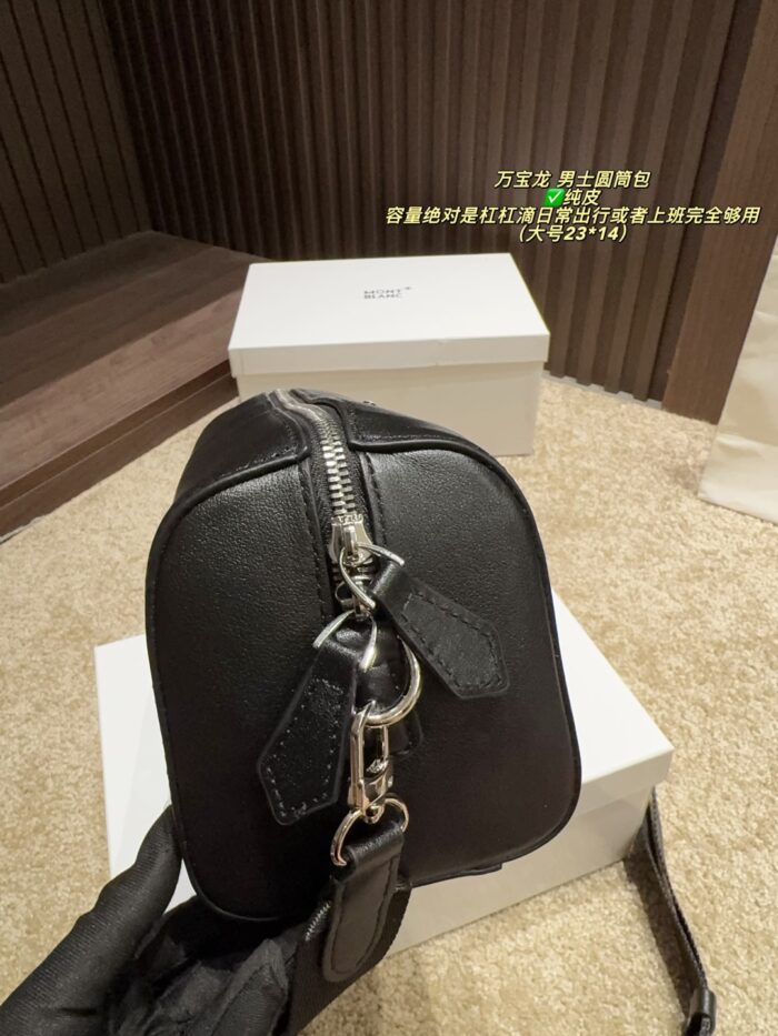 Montblanc Men'S Leather Cylinder Bag Generous Capacity For Daily Commuting And Work Use - Image 4