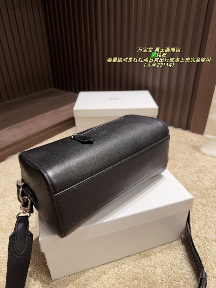 Montblanc Men'S Leather Cylinder Bag Generous Capacity For Daily Commuting And Work Use - Image 5