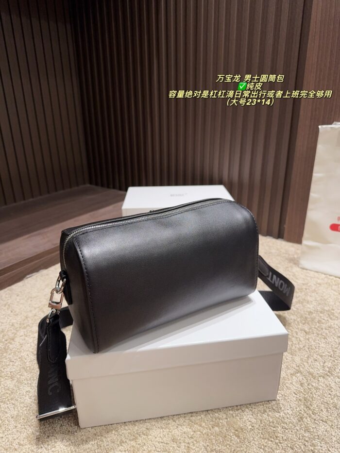 Montblanc Men'S Leather Cylinder Bag Generous Capacity For Daily Commuting And Work Use - Image 6