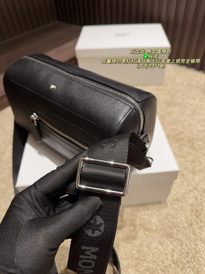 Montblanc Men'S Leather Cylinder Bag Generous Capacity For Daily Commuting And Work Use - Image 8