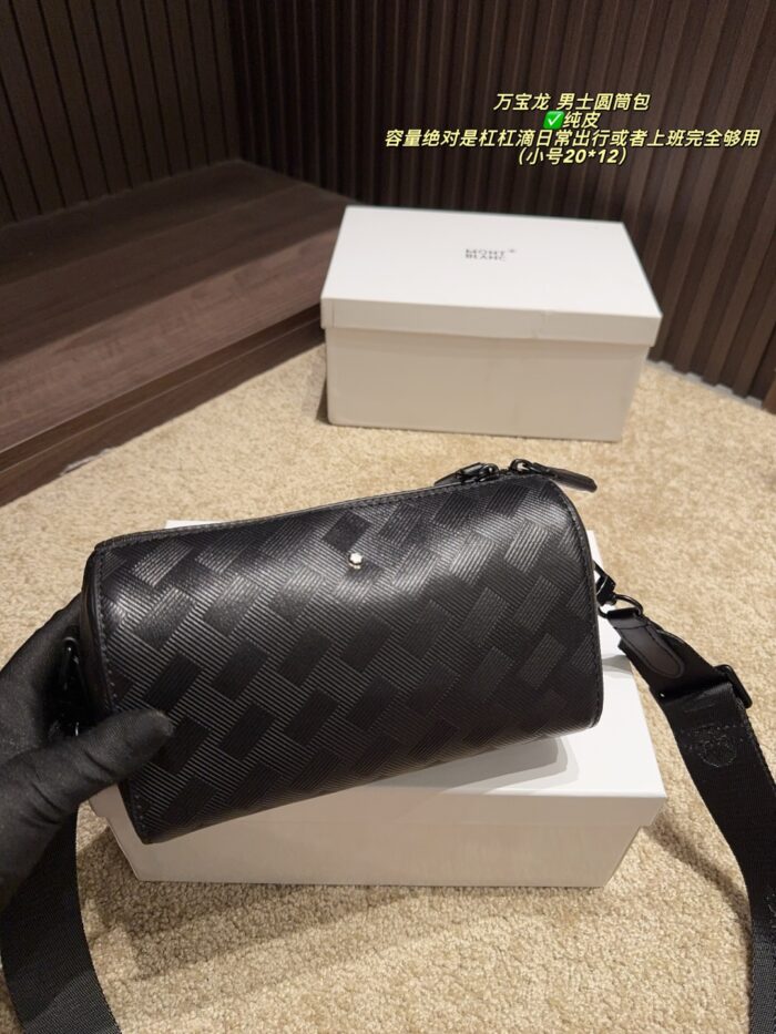 Montblanc Men'S Cylinder Bag Cowhide Leather, Spacious Capacity Daily Commuting And Work Bag - Image 3