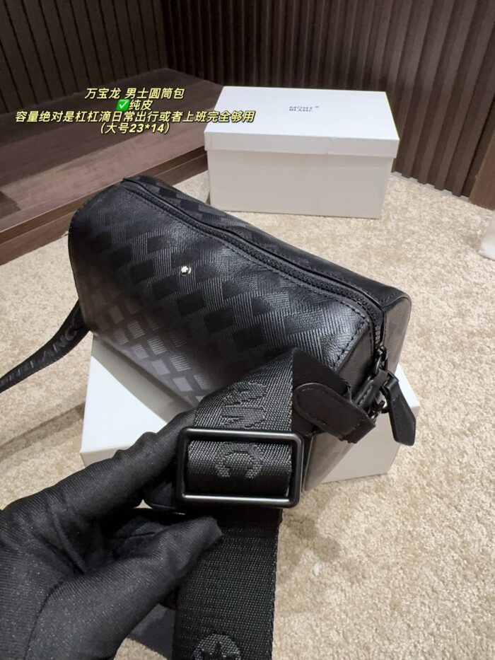 Montblanc Men'S Cylinder Bag Cowhide Leather, Spacious Capacity Daily Commuting And Work Bag - Image 4