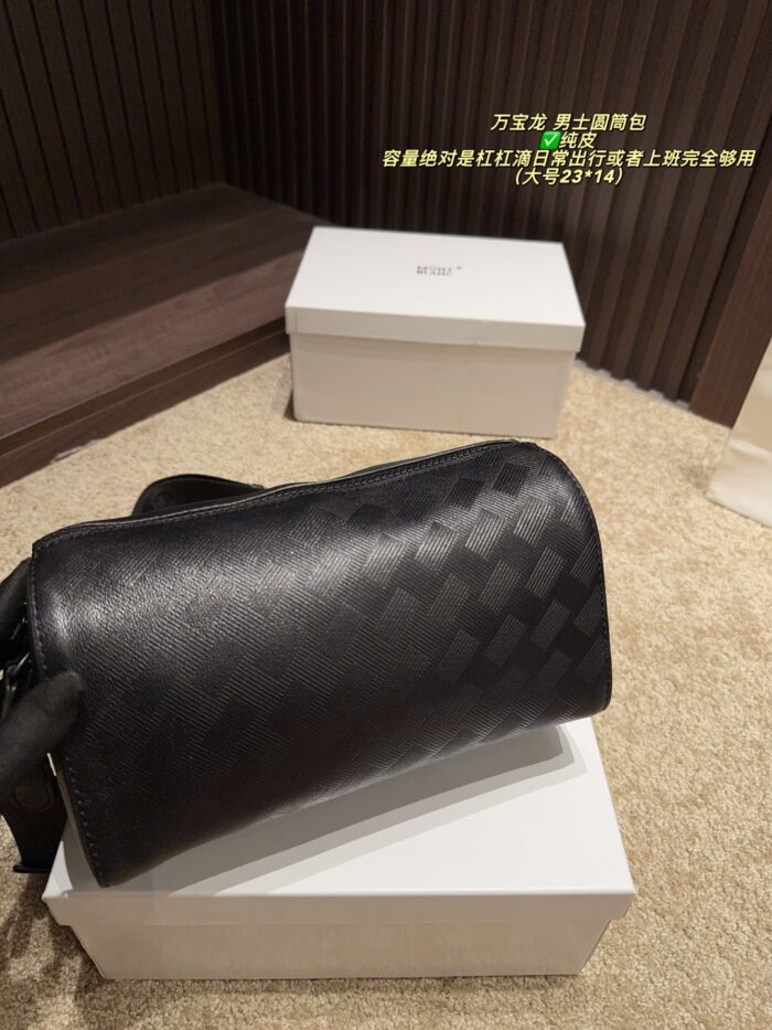Montblanc Men'S Cylinder Bag Cowhide Leather, Spacious Capacity Daily Commuting And Work Bag - Image 7
