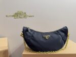 Prada Nylon Crescent Underarm Bag Adjustable Shoulder Strap For Versatile Carrying Structured Silhouette With Ample Capacity - Image 13
