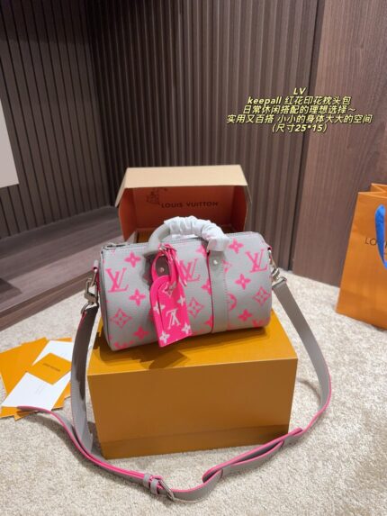 Louis Vuitton Keepall Red Floral Print Pillow Bag Practical, Versatile And Hard-Wearing