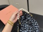 Miu Miu Bucket Bag With Printed Pearl Chain Detail - Image 3