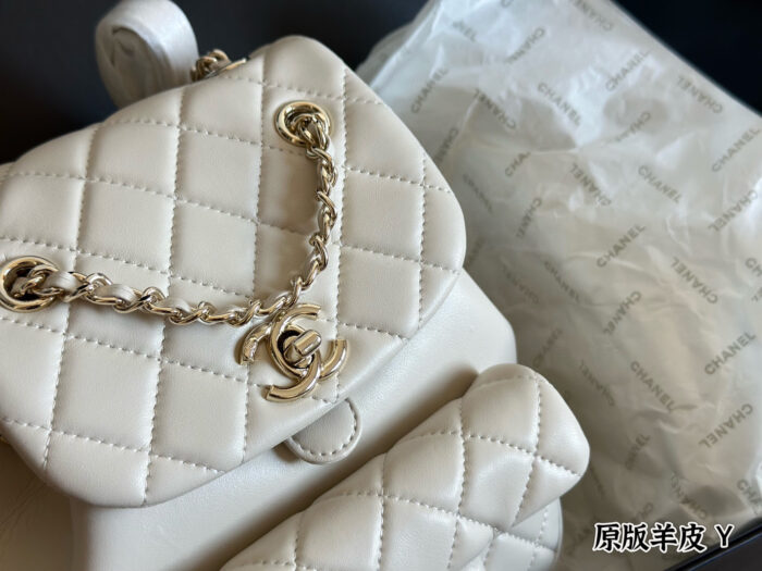 Chanel Duma Backpack - Lambskin With Pale Gold Hardware - Can Be Worn As A Shoulder Bag Or Carried By Hand - Image 2