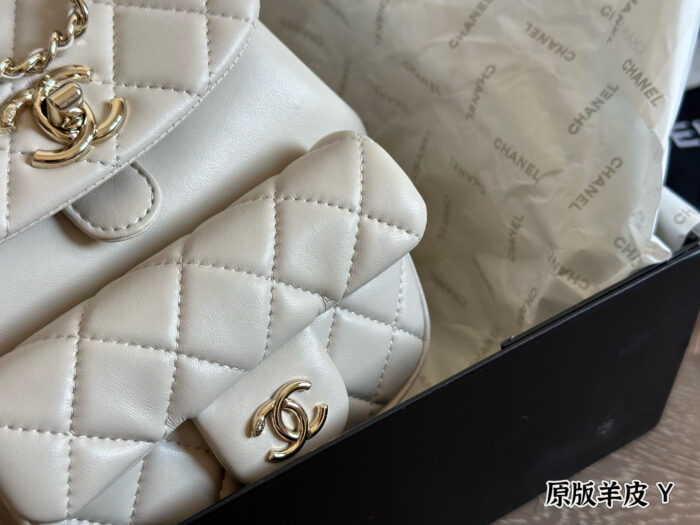 Chanel Duma Backpack - Lambskin With Pale Gold Hardware - Can Be Worn As A Shoulder Bag Or Carried By Hand - Image 3