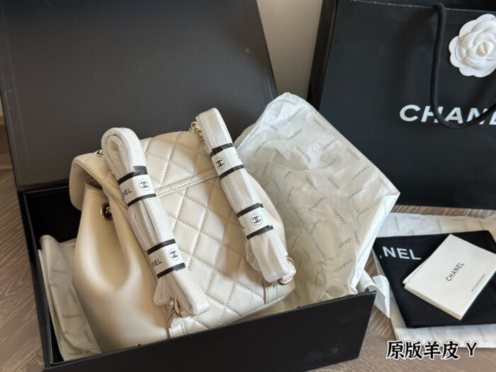 Chanel Duma Backpack - Lambskin With Pale Gold Hardware - Can Be Worn As A Shoulder Bag Or Carried By Hand - Image 6