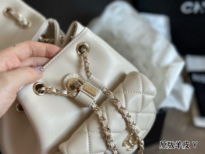 Chanel Duma Backpack - Lambskin With Pale Gold Hardware - Can Be Worn As A Shoulder Bag Or Carried By Hand - Image 8