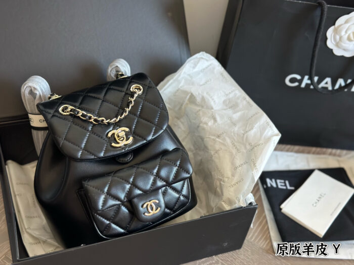 Chanel Duma Series Lambskin Light Gold Metal Backpack (Convertible To Shoulder Bag Or Handbag) - Image 1