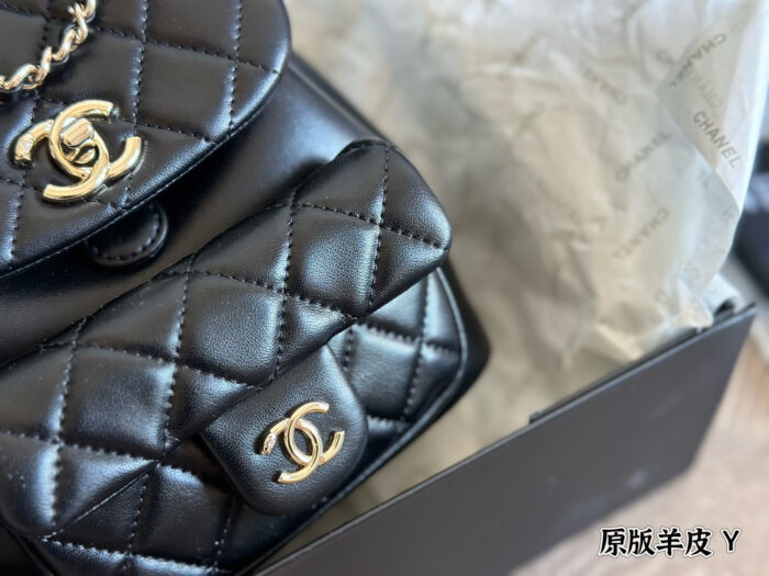 Chanel Duma Series Lambskin Light Gold Metal Backpack (Convertible To Shoulder Bag Or Handbag) - Image 3