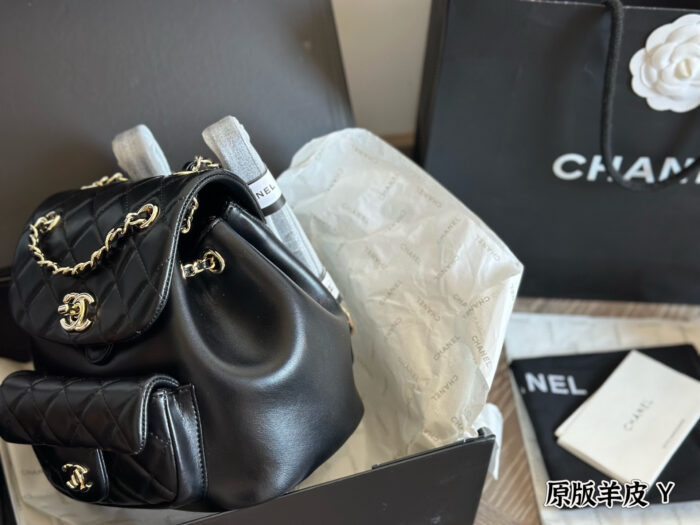 Chanel Duma Series Lambskin Light Gold Metal Backpack (Convertible To Shoulder Bag Or Handbag) - Image 4