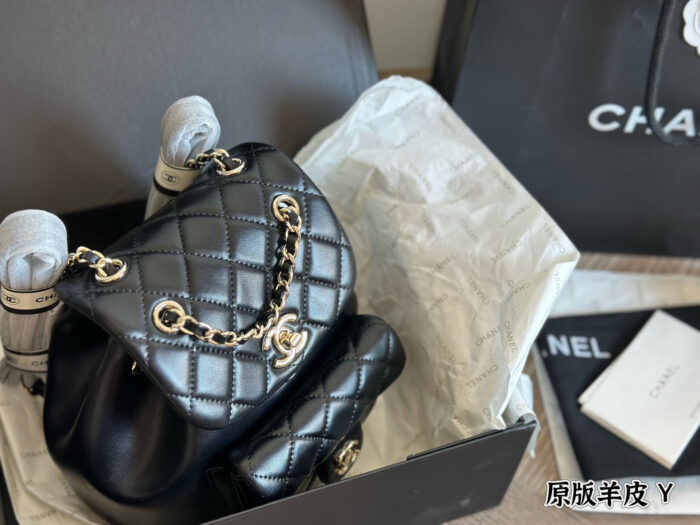 Chanel Duma Series Lambskin Light Gold Metal Backpack (Convertible To Shoulder Bag Or Handbag) - Image 6