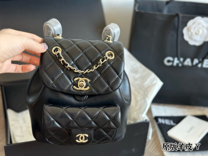 Chanel Duma Series Lambskin Light Gold Metal Backpack (Convertible To Shoulder Bag Or Handbag) - Image 7