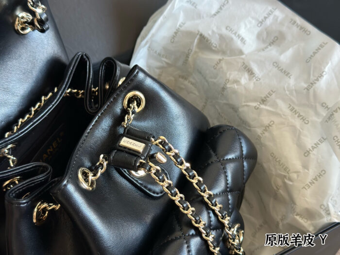 Chanel Duma Series Lambskin Light Gold Metal Backpack (Convertible To Shoulder Bag Or Handbag) - Image 8