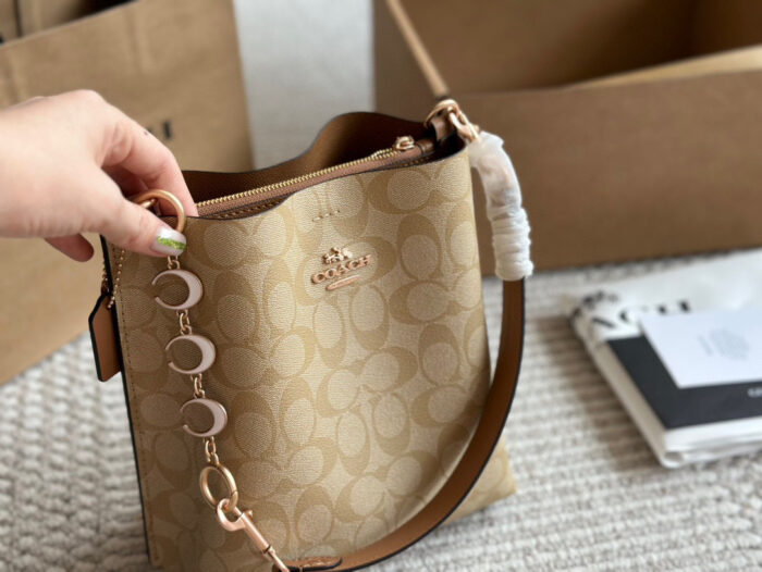 Coach Mollie Small Bucket Bag Replica Edition With Box Handheld/Underarm/Crossbody Central Zipped Compartment - Image 6