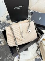 Yves Saint Laurent College Messenger Bag - Lambskin With Gold Logo - Detachable Chain - Multiple Carry Options - Image 2