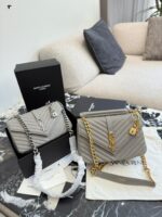 Yves Saint Laurent College Messenger Bag - Lambskin With Gold Logo - Detachable Chain - Multiple Carry Options - Image 4
